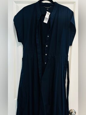 New Banana Republic Navy Blue Midi Shirt Dress